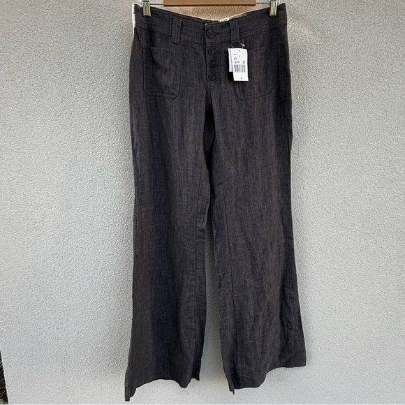 CAbi Slate Gray 100% Linen Flare Pant Size 4 #371 - Picture 2 of 6
